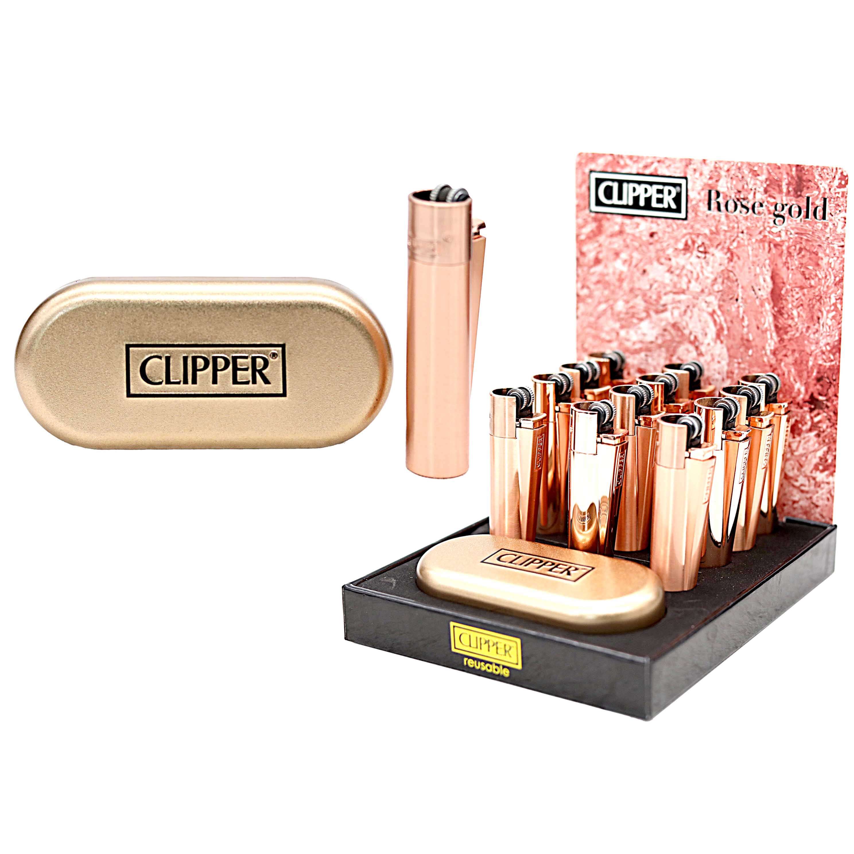 Rose Gold Colored Metal Clipper Lighter (CL80) | 12 Count Display product image